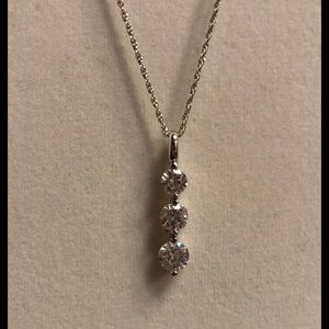 Silver and 3 Faux Diamond Necklace